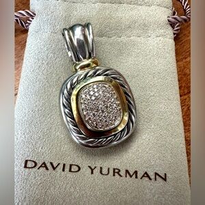 David Yurman Sterling Silver 18KYG Diamond Enhancer Pendant